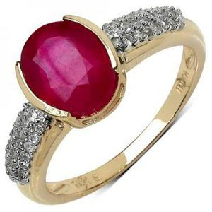 Ruby and 10K Yellow Gold Over Sterling Silver Natural White Zircon 2.51 CTW